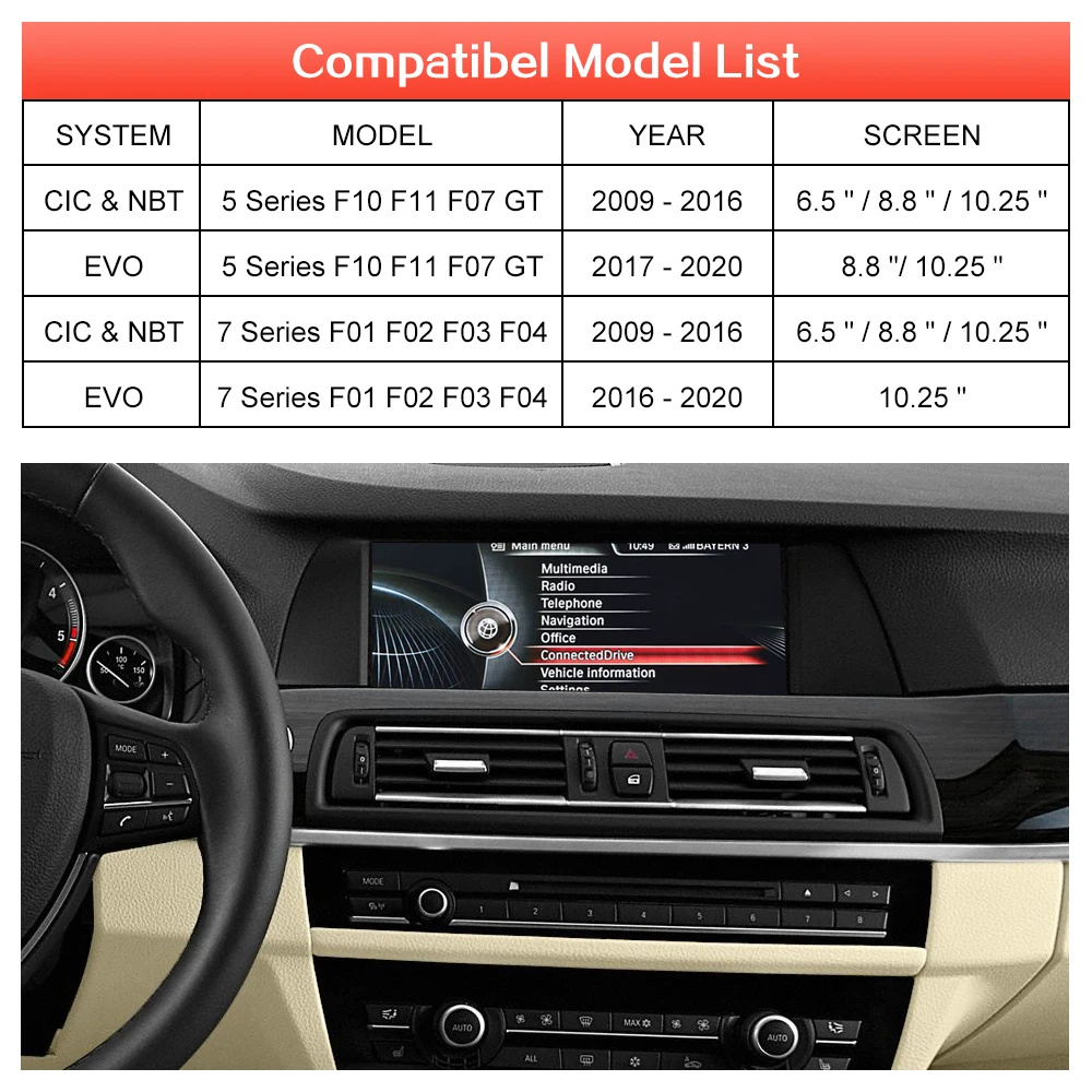 Wireless CarPlay Android Auto Decoder for BMW 5 7 Series F10 F11 F07 GT F01 F02 F03 F04 2009-2016 with MirrorLink Car Play