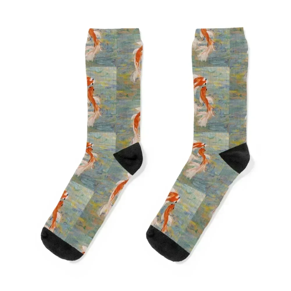 Pool of Delight - goldfish, playing, swimming, gentle, soothing, water Socks new year Thermal man winter cute Socks Woman Men's