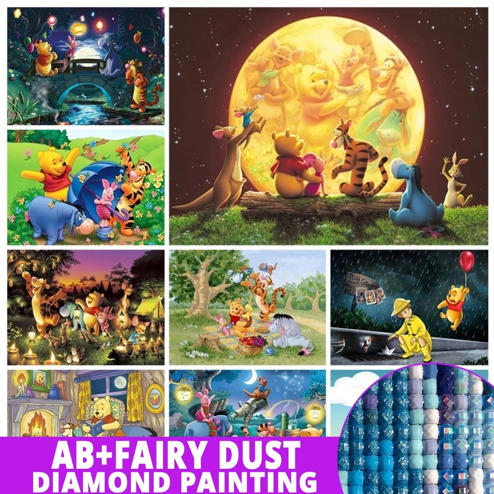 

AB Фея Пыль Алмазная картина Винни Пух 5D Дисней Мозаика Искусство DIY Набор для вышивки крестом Полный дрель Домашний декор Подарок