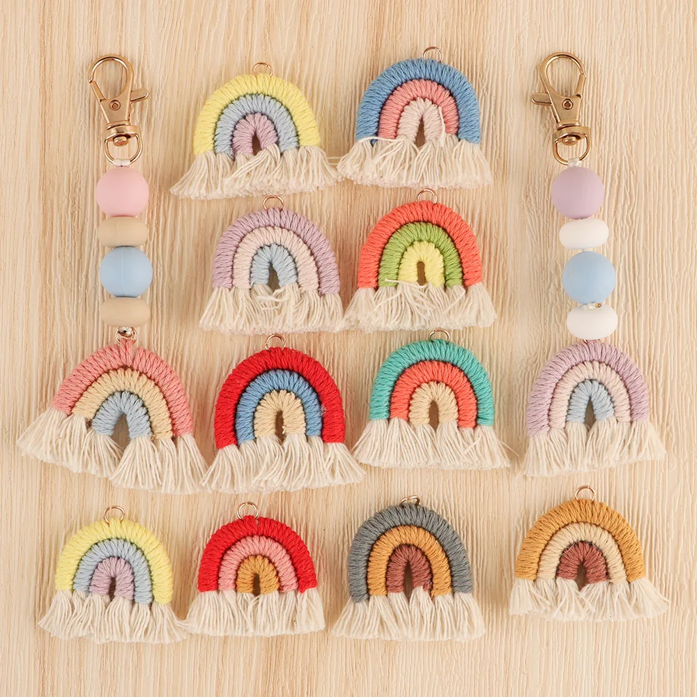 Rainbow Tassel Braided Use For Bracelet Keychain Backpack Pacifier Chain Pendant Decorative Charm Accessories Gift