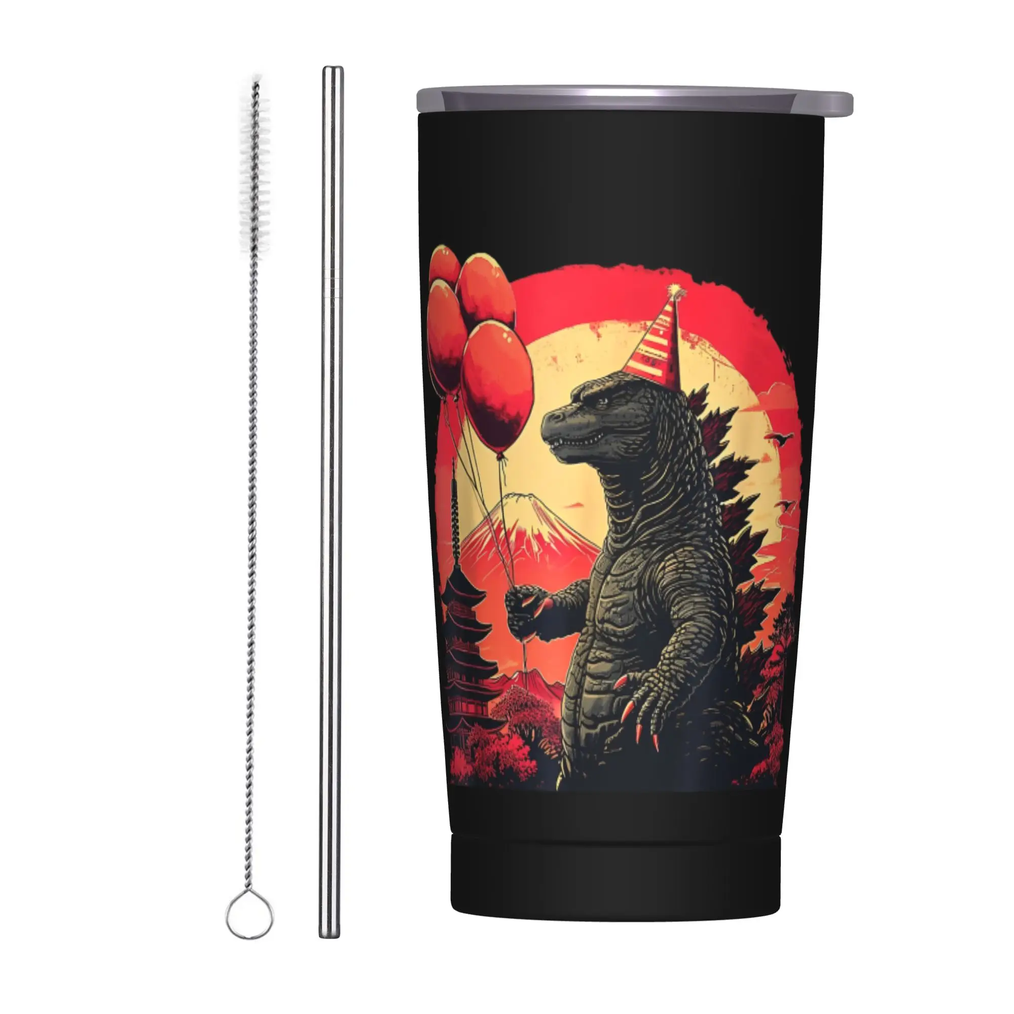 Monster G-Godzillas Tumbler Vacuum Insulated Japan Monster Movie Thermal Cup with Lid Straw Office Home Mugs Water Bottle