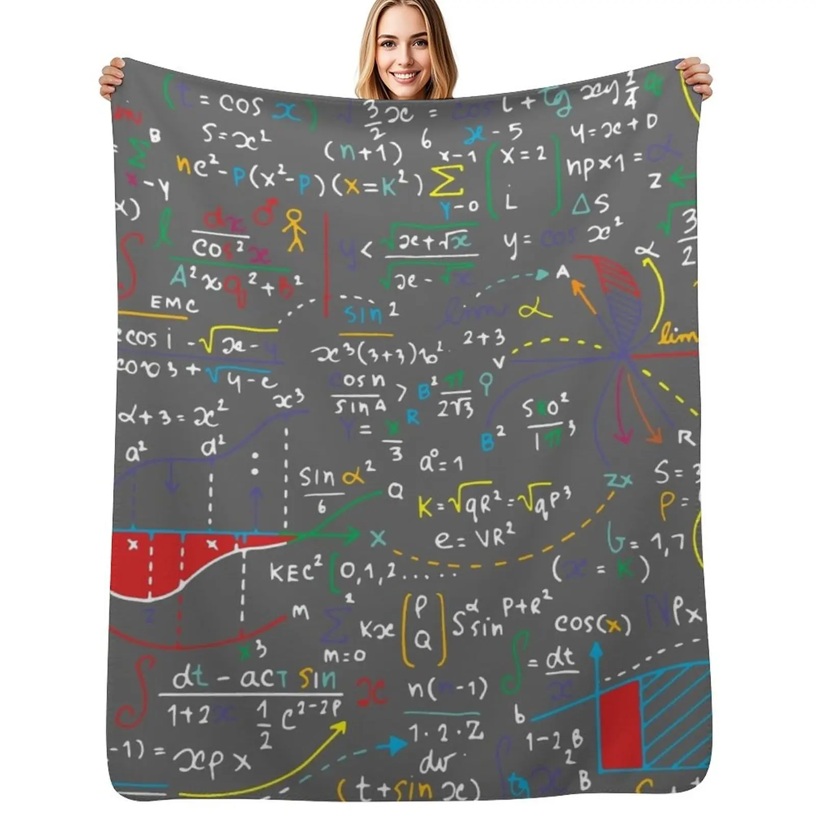 Math Handwritten Throw Blanket Shaggy Furry Soft Blanket for Bedroom Living Room