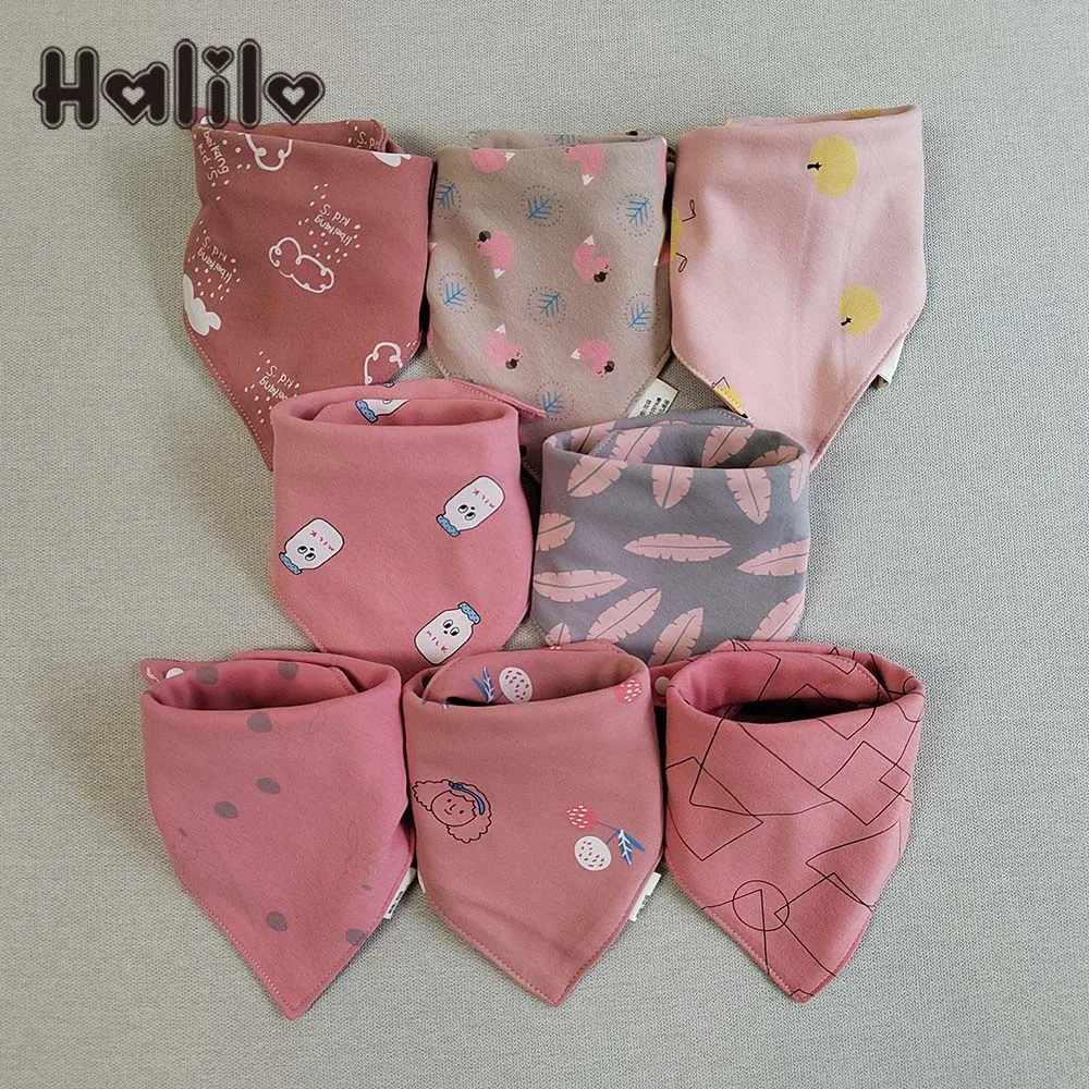 

Halilo 8 Pieces Baby Bibs Cotton Triangle Cartoon Saliva Towel Newborn Drooling Burp Cloth Infant Feeding Accessories