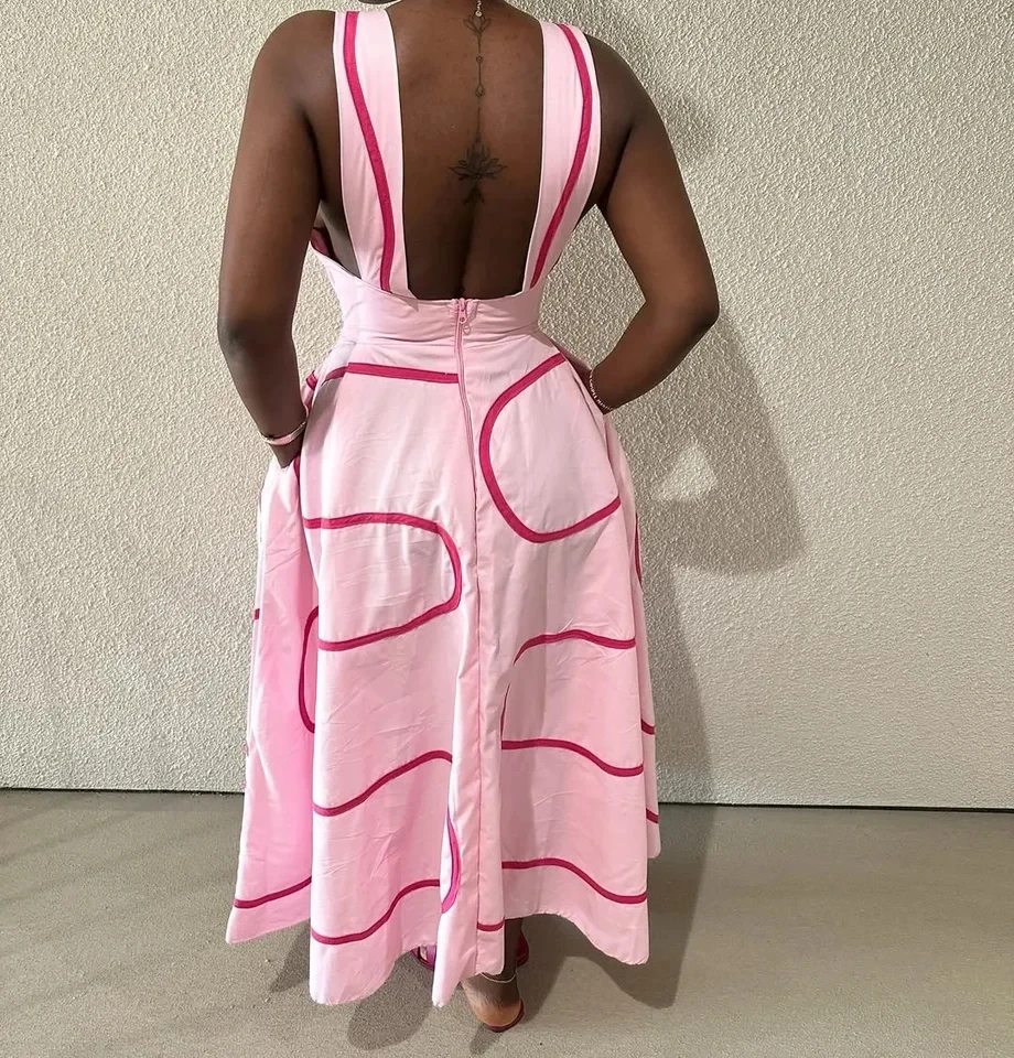 

Women's Printed A-line Square Neck High Waist Sleeveless Ankle Length Trendy Dress 2025 Summer New Fashion American European