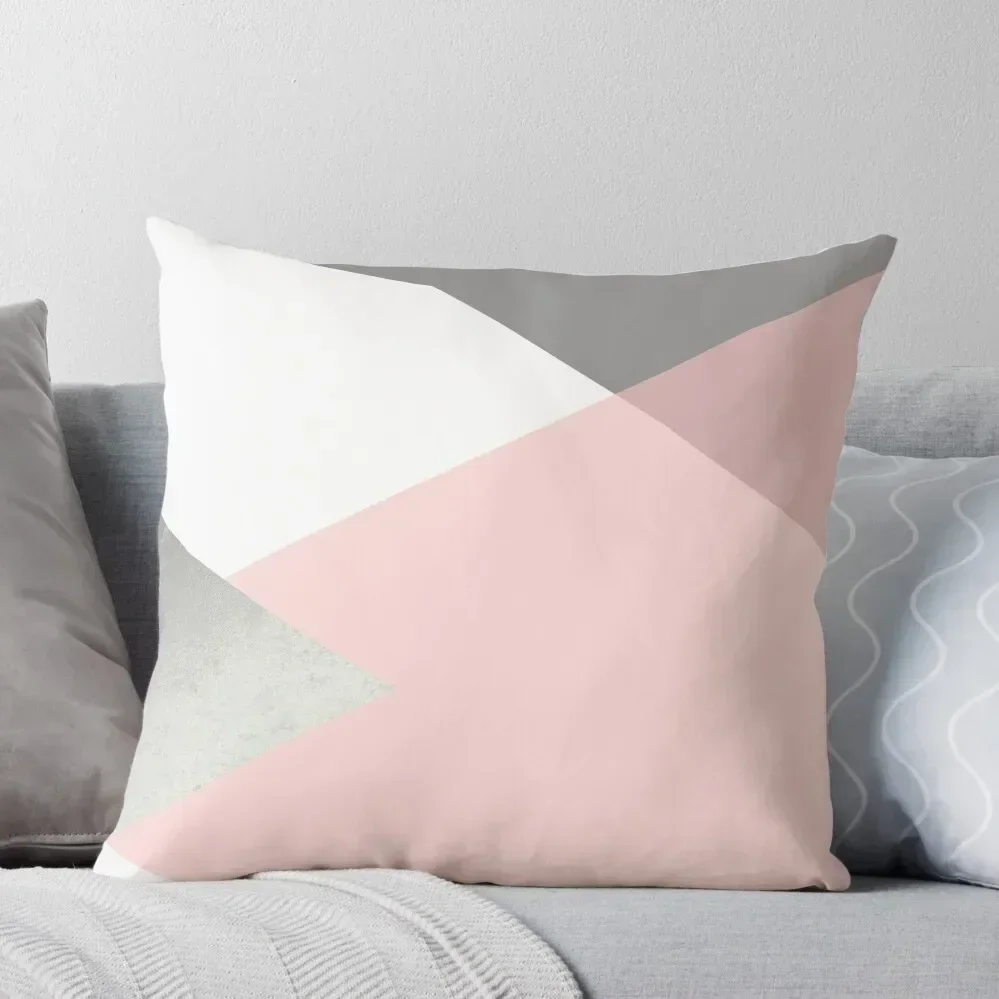 

Geometrics - grey blush silver Throw Pillow Decorative Cover For Living Room ornamental pillows for living room pillow