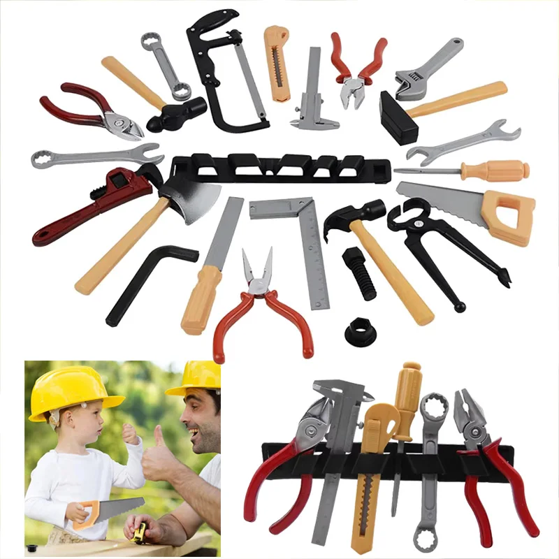 Kids Simulation Repair Tools Toys for Boy Safe Plastic Children Maintenance Tools Screwdriver Hammer Tongs Pretend Play Toy TMZ