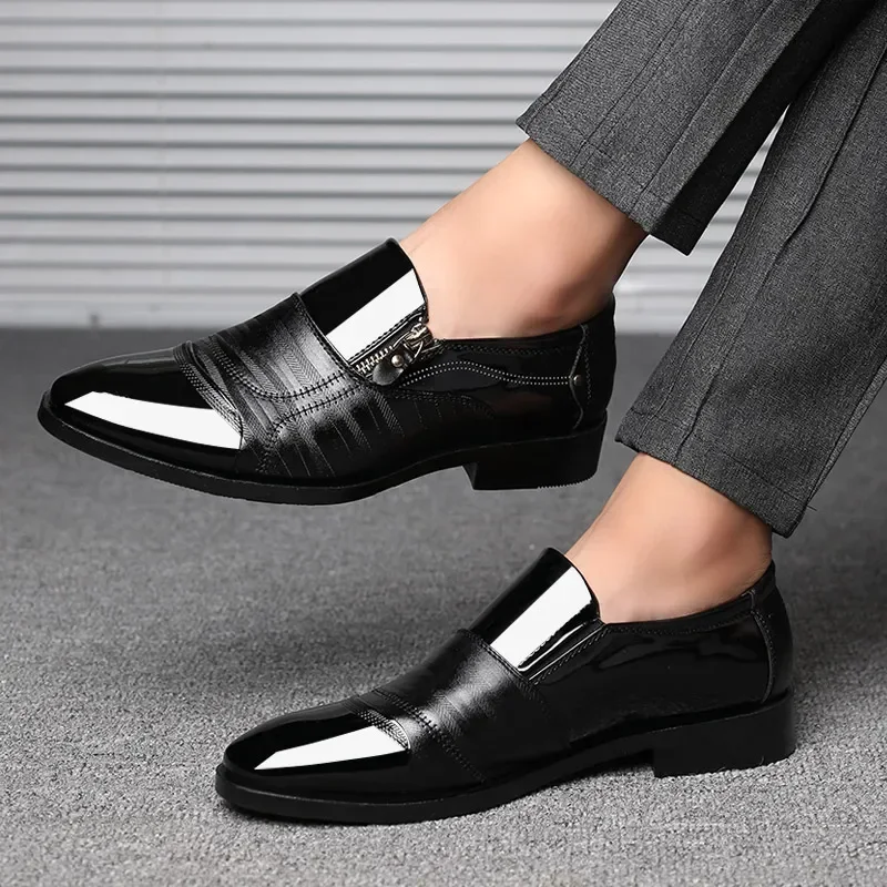 Men's Shoes Sharp Tip Luxury New Fashion Luxury Brand Genuine Leather Formal Shoes Outdoor Business Casual Work Shoes for Men