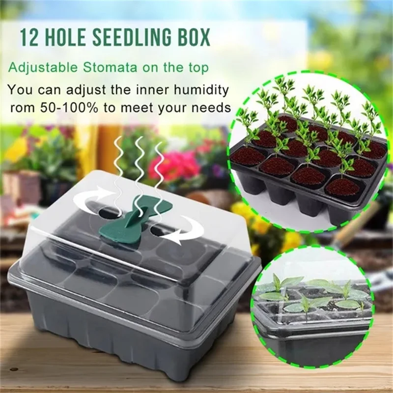 New 12 Hole Seedling Trays Tools Seed Starter Pots Plant Flower Grow Box Propagation for Gardening Grow Starting Germination Box