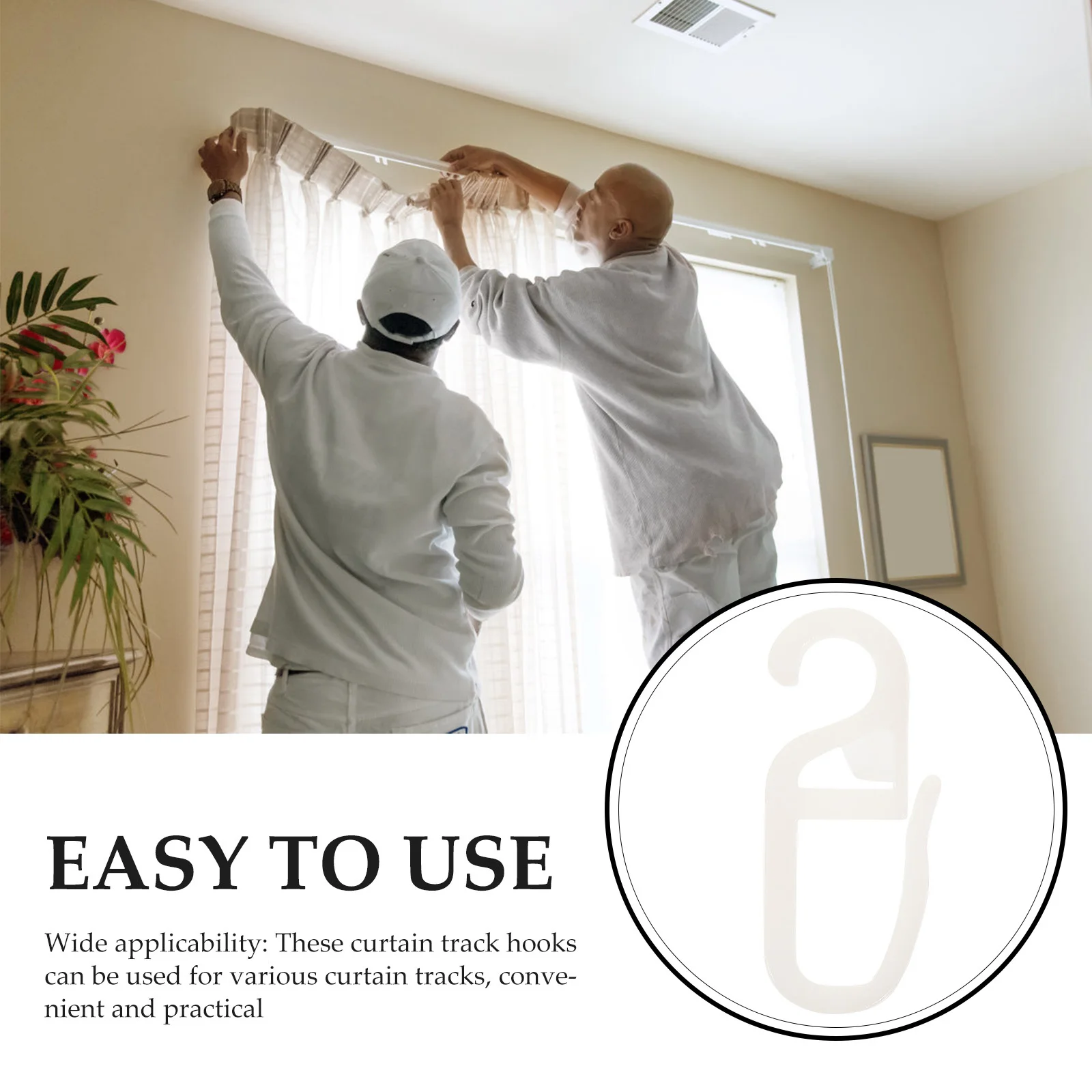 

10Pcs Curtain Track Hooks Plastic Replacement Shower Curtain Hooks Drapery Rail Accessories Plastic Hook Hangers