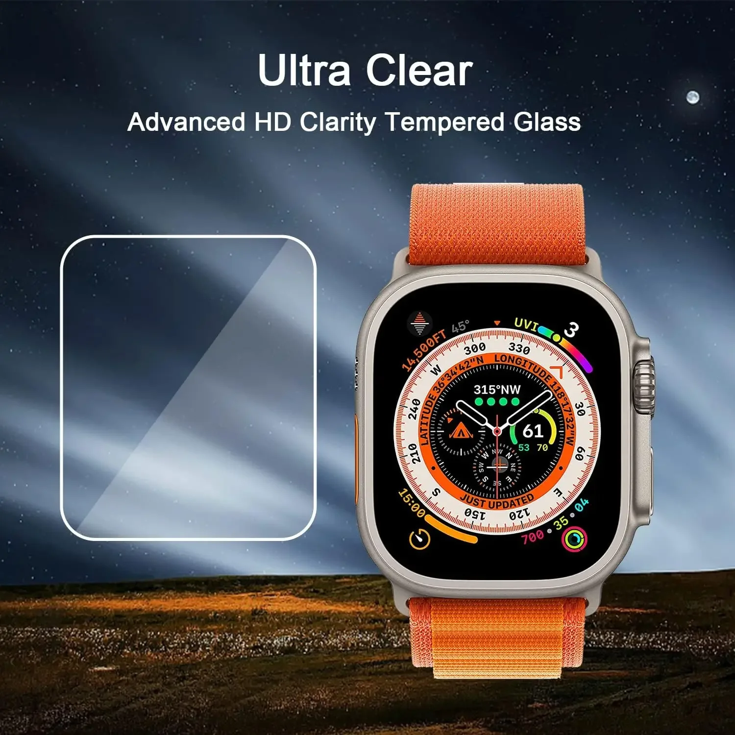 Tempered Glass for Apple Watch Ultra 2/Ultra Screen Protector [49mm], Tempered Glass Film, Anti-Scratch, High Definition, Touch