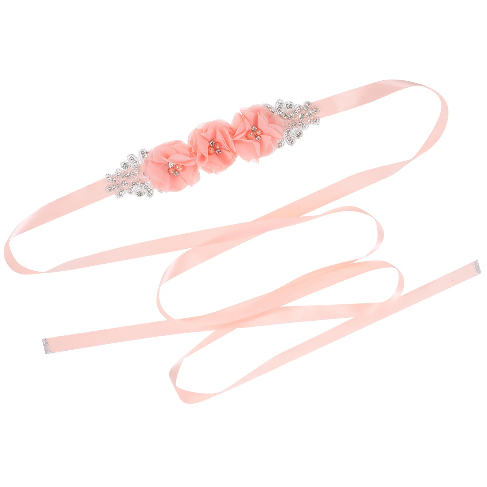

Pearl Belt Belly Flower Sash for Sage Floral Shower Belts Women Maternity Crystal Band