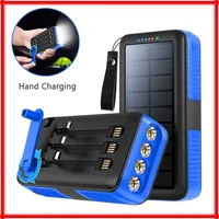 Portable Solar Power Bank with 3 Cable Hand Crank Charger Powerbank for IPhone 15 14 13 Samsung S22 Xiaomi Power Bank 20000mah