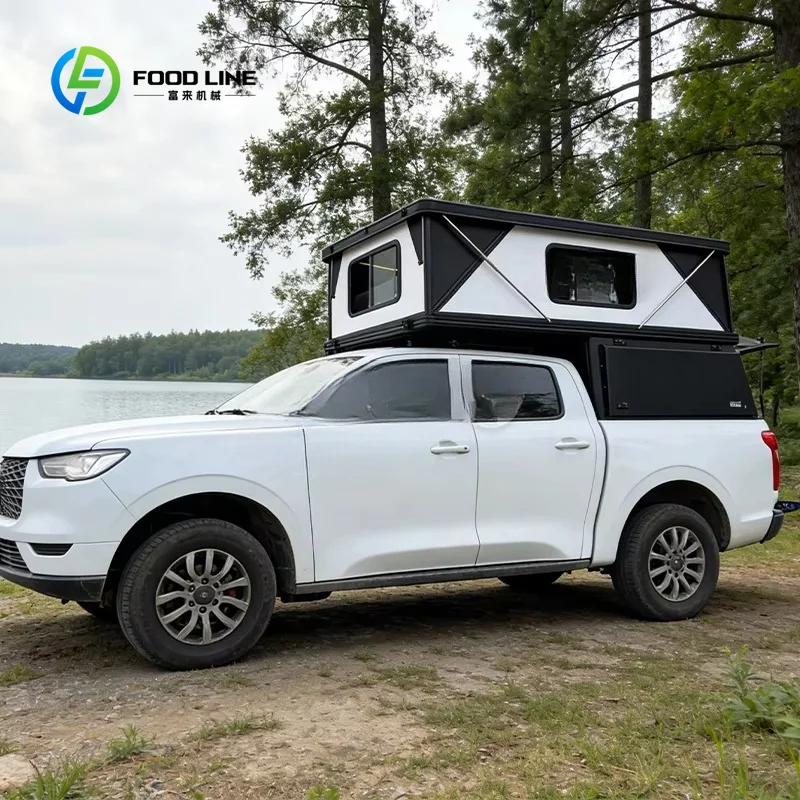 Slide In Pop Up Truck Bed Camper Tent Cabin, Fully Equipped Overland Camper with Sleeping Bed, Kitchen Module