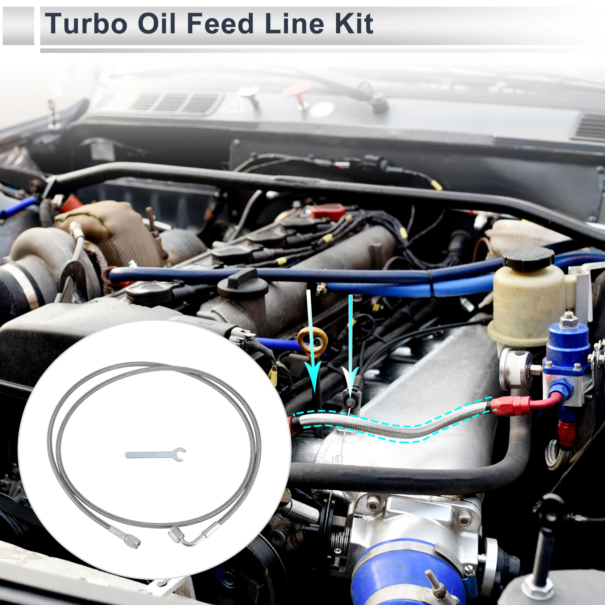 

UXCELL AN-3 Комплект линий подачи масла турбо 4,66 фута Возвратная линия слива масла с адаптером, гаечный ключ