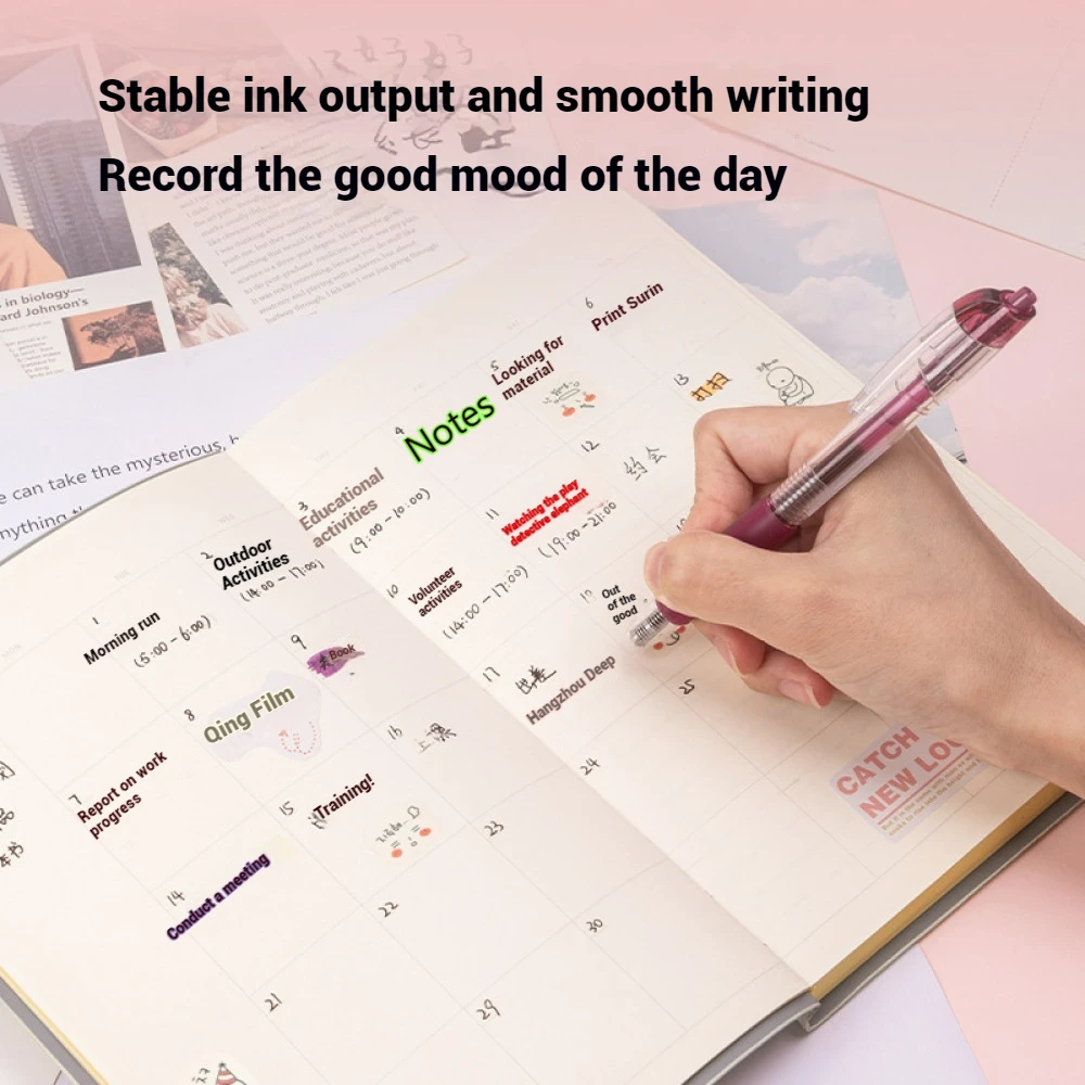 قلم جل ملون للطلاب ، مستلزمات تعليمية مكتبية مميزة ، اضغط على القلم الملون المحايد ، وقلم من حيث الطول ، و 6 من حيث الطول لكل صندوق