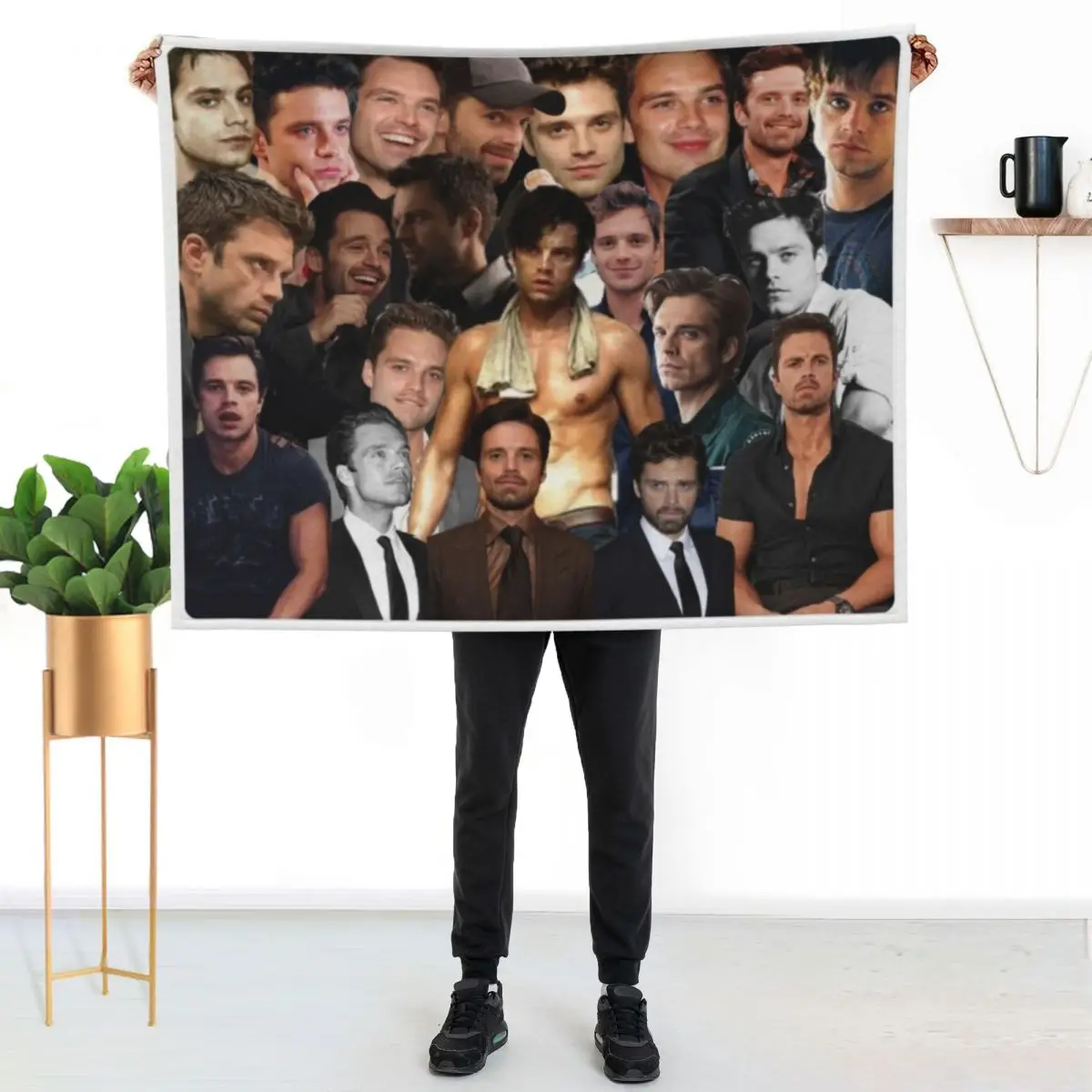 Sebastian Stan collage Throw Blanket heavy to sleep Soft Plush Plaid decorative Comforter Cute Sofa Quilt Blankets