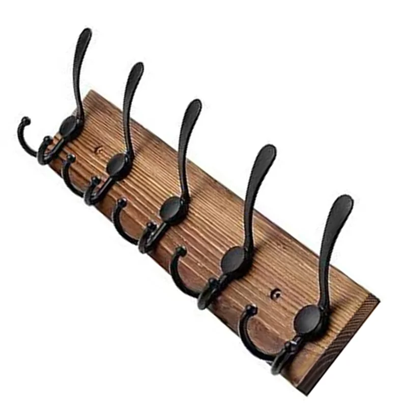 HHO-For Hanging Coat, Racks 2 Pack Wall Mount 16.8" Rustic Hat Rack Farmhouse Style Wall Hooks For Hanging Clothes, Bags Towels