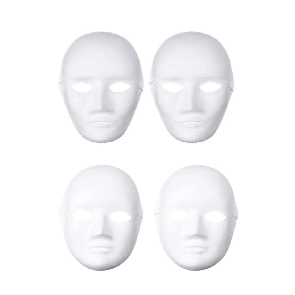 

4 Pcs Halloween Mask Masquerade Paper Mache Kit Men Apparel Costumes Party White Masks Makeup