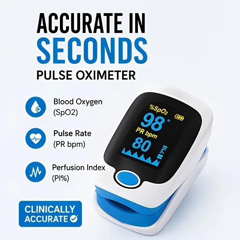 Fingertip Pulse Oximeter SpO2 Monitor with OLED Display, Blood Oxygen Saturation & Heart Rate Tester, Portable Home Health Care