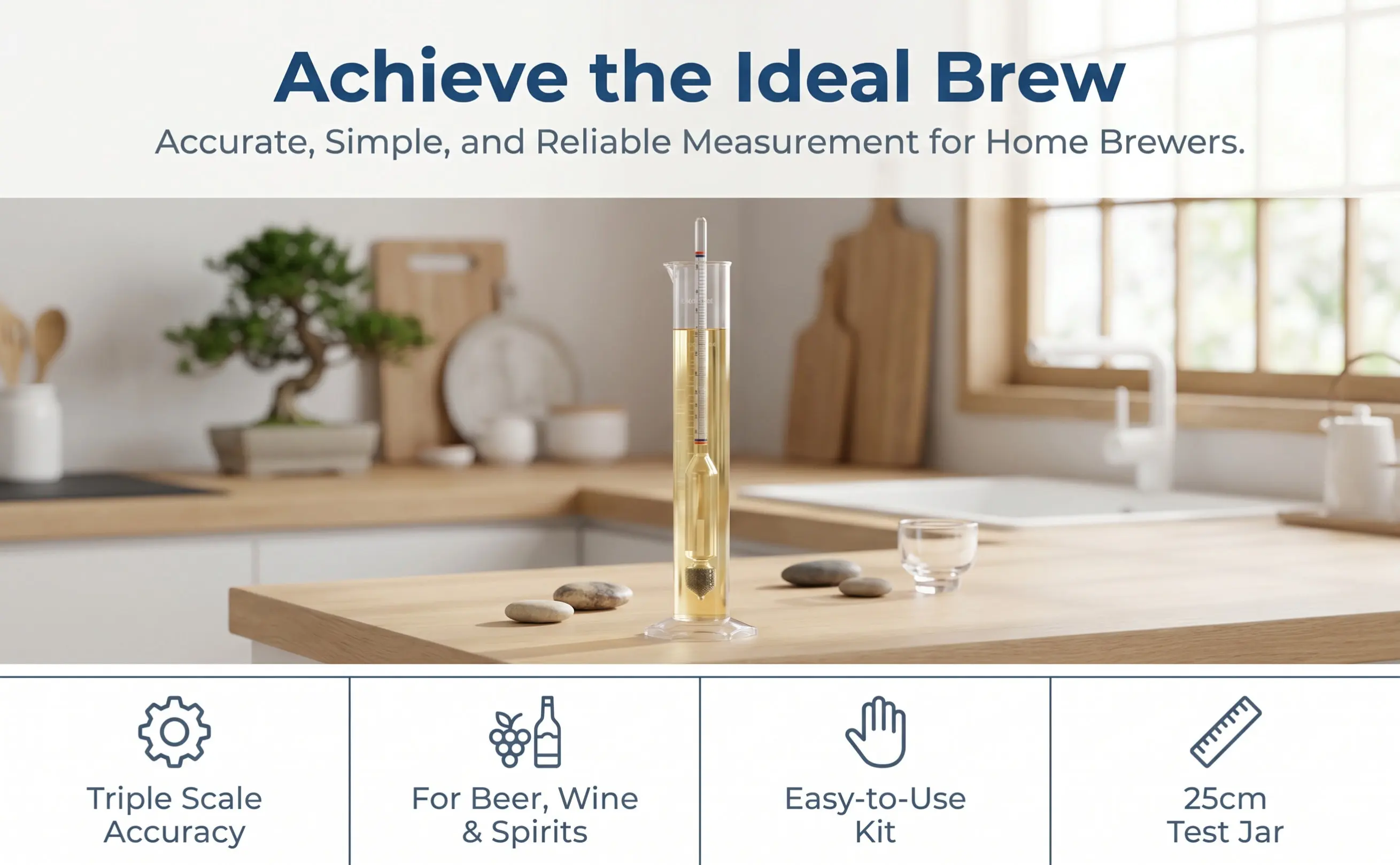 Alcohol Hydrometer Set for Wine Beer Brewing – Plastic Density Test Jar with Scale, Home Brewing Equipment