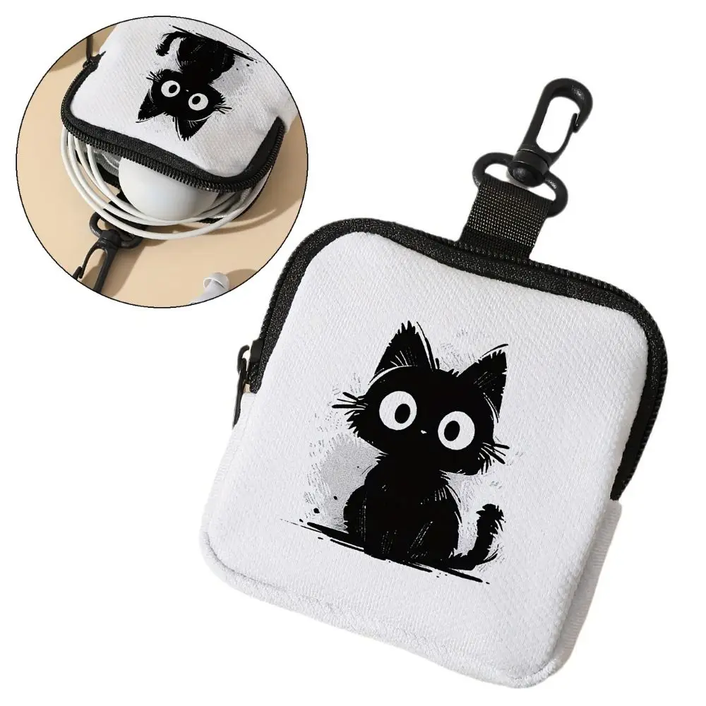Fashion Cartoon Printed Mini Keychain Bag Cat Pattern Luxury Coin Purse Creative Hanging Pendant Wallet Bag Accessories