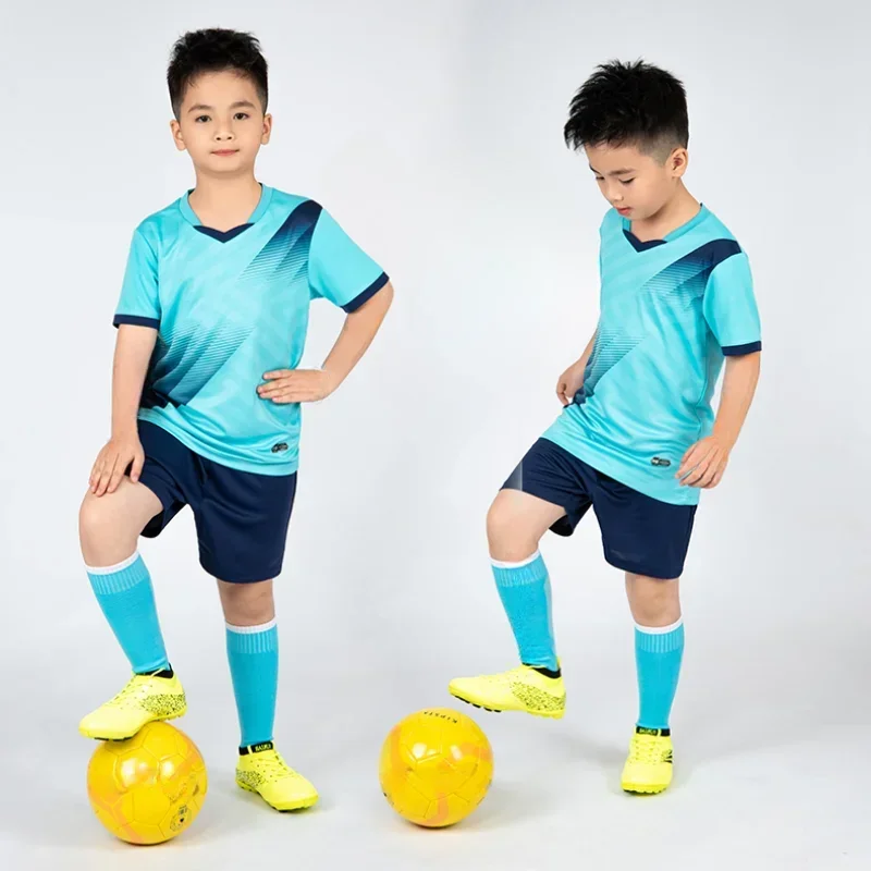 Boys Football Jersey tracksuit Child Soccer Sports Uniforms Kids Play Ball Sportswear Kits vest children\'s football suit Socks