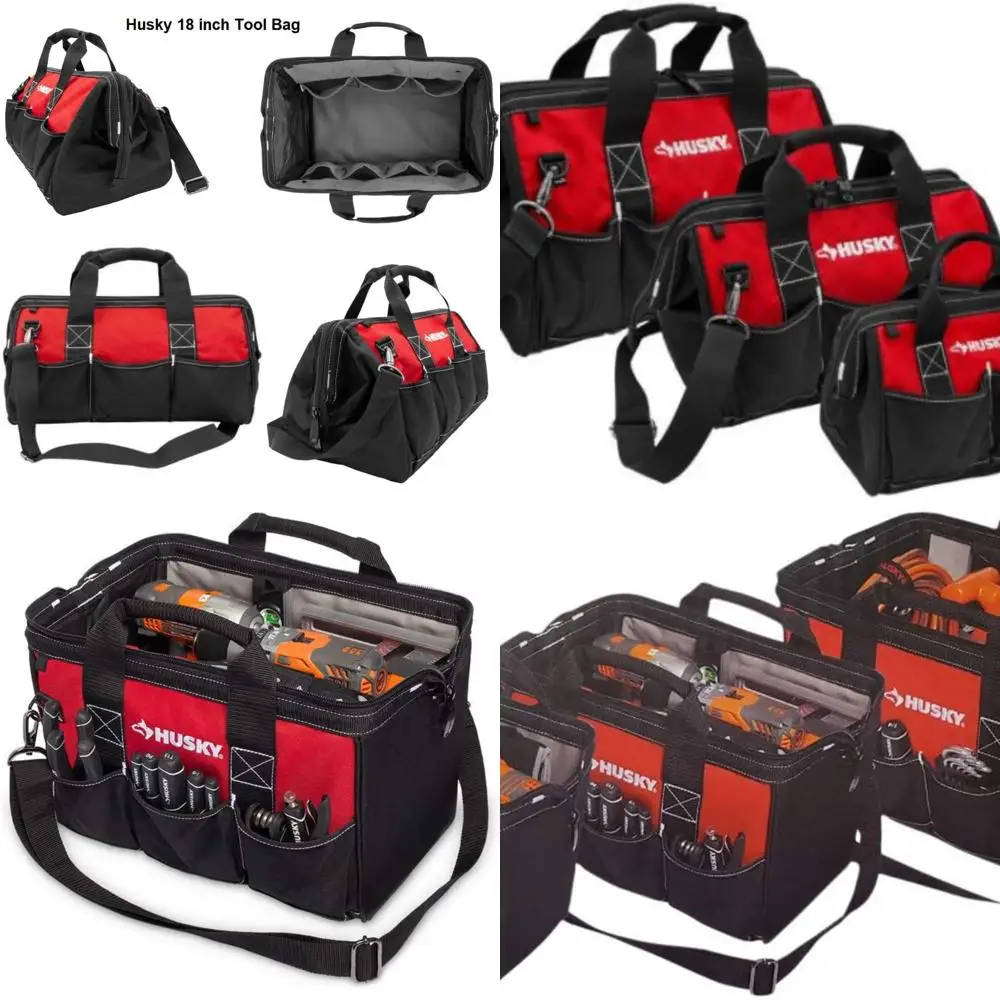 

Red Triple-Compartment Tool Bag Set: 18, 15, and 12