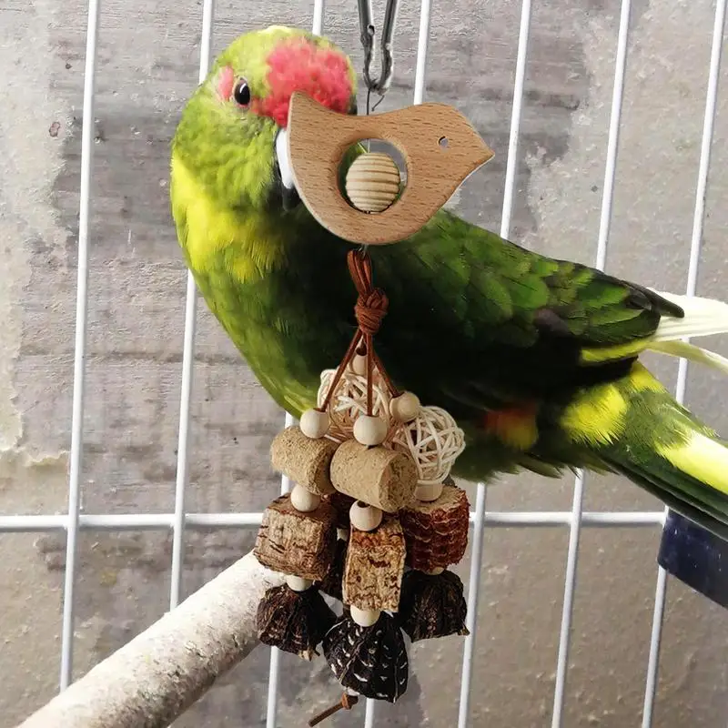 Juguetes para pájaros para Conures, juguetes de madera para masticar pájaros, accesorios naturales para jaulas de pájaros, periquitos, cacatúas, sol, Conure