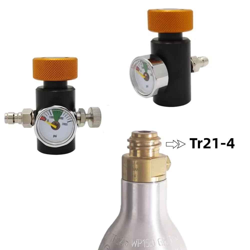 Cylinder Tank Bottle Charging Adapter Fill Station On/Off Aadaptor for Sodastream Quick Refilling,3000psi Pressure Gauge,8mm QD