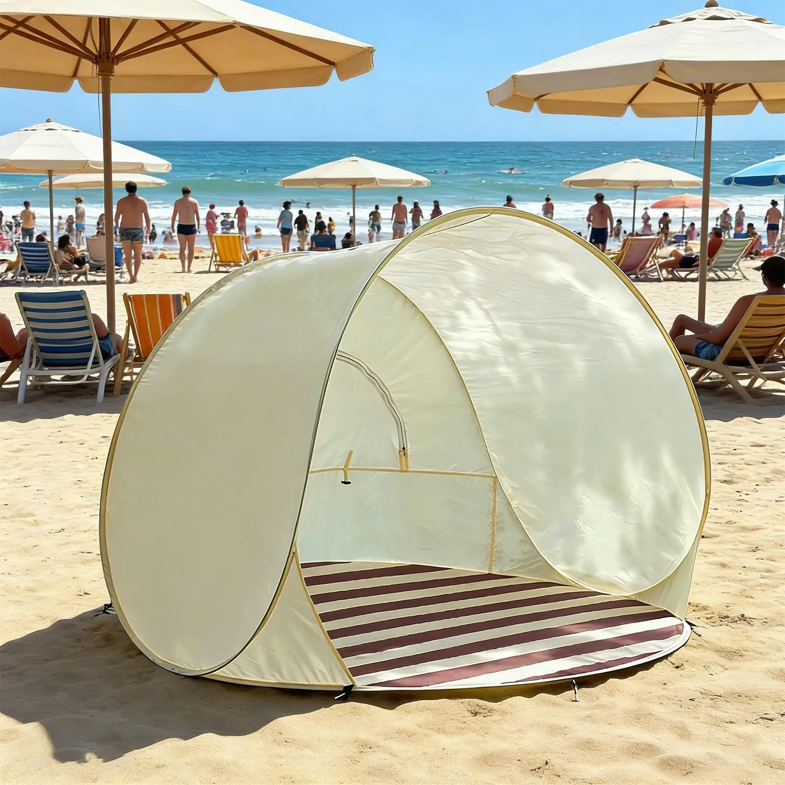 Tragbares Outdoor-Campingzelt mit Ein-Klick-Öffnung für 3-4 Personen, Großräumiges Sonnenschutz-Strandzelt, Wiederverwendbares Garten- und Strandzelt