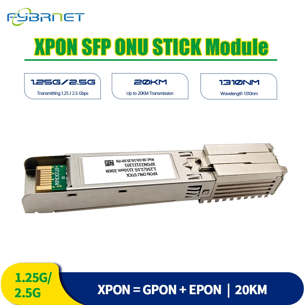 XPON SFP ONU Stick 1.25G/2.5G 1310nm/1490nm With MAC PoE IPoE HGU SC Connector DDM pon module 20km SC Connector Pon Module