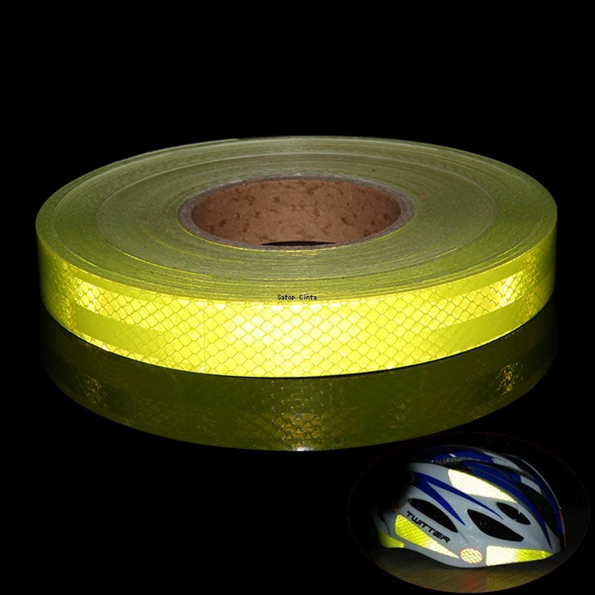 25mm*5m Fluorescent PET Reflective Tape Bicycle Waterproof Reflectors Sticker Self Adhesive Strip For Motorcycle Car Bike Helmet