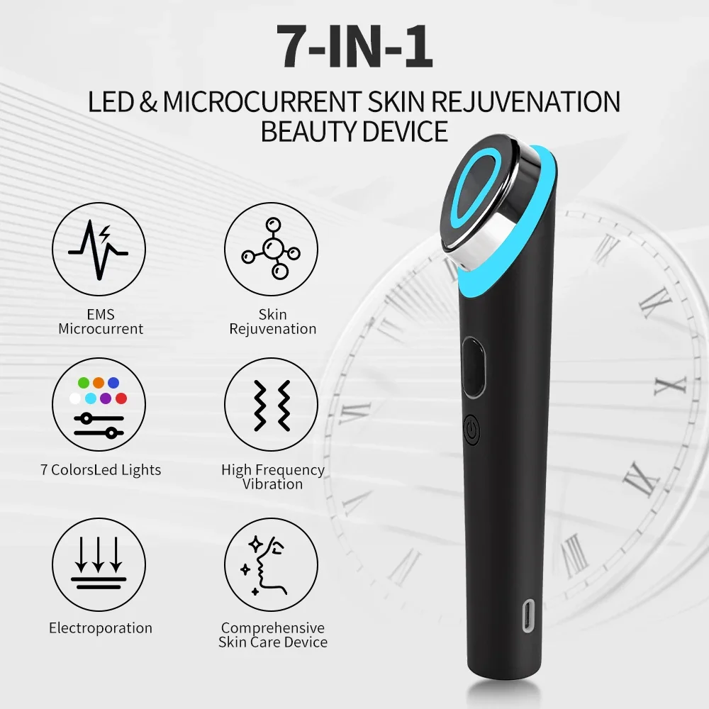 7IN1 อายุ Booster EMS Microcurrent Facial อุปกรณ์ Anti-Wrinkle Lift Massager Skin Care เครื่องมือความงาม Home Rejuvenation