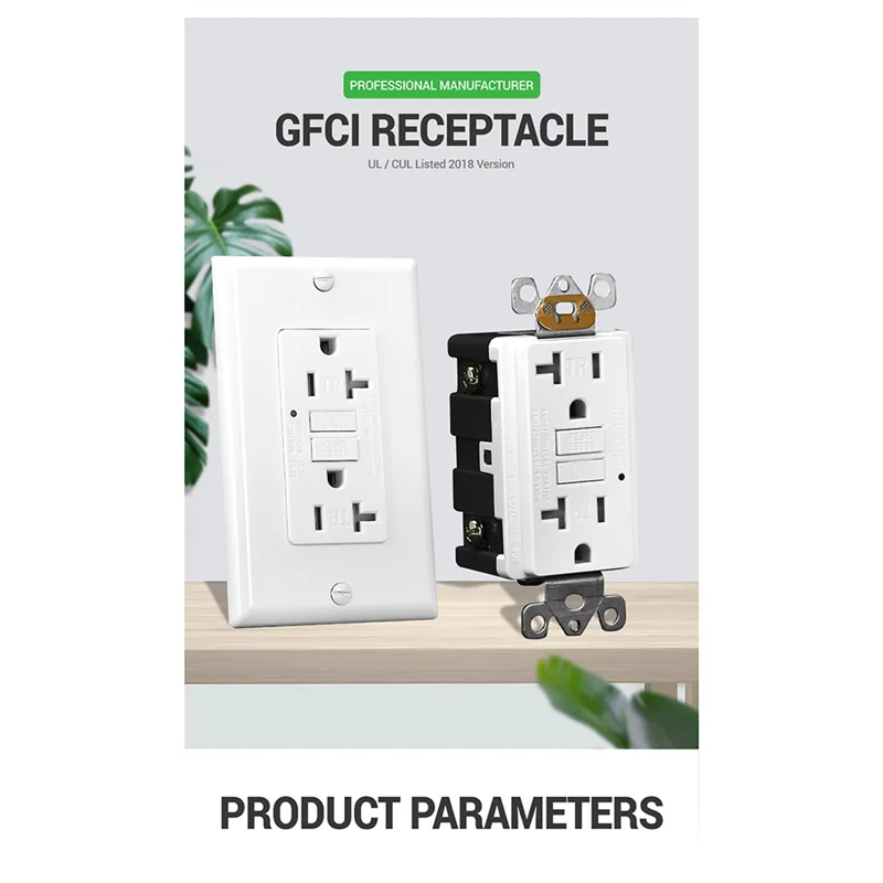

BAAJ-GFCI Outlet 20A, GFI Electrical Receptacle With LED Indicator, 20A Tamper-Resistant Ground Fault Circuit Interrupter