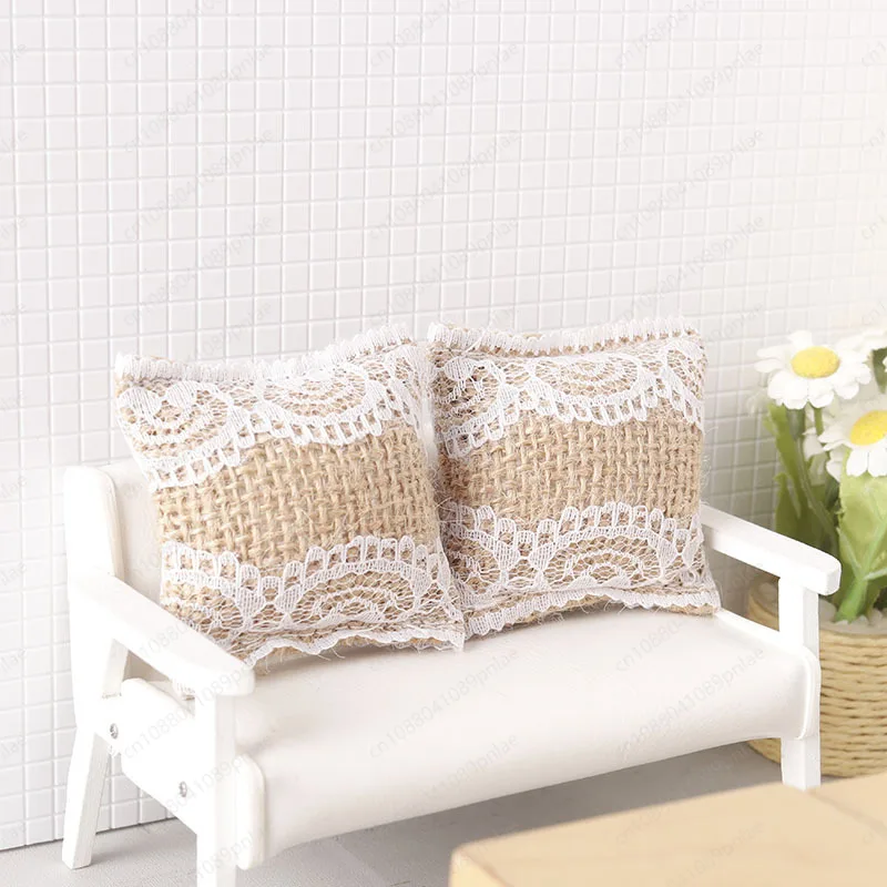 Miniature Model Lace Throw Pillow Sofa Pillow Mini Model 1:12 Minutes Ob11 Doll House Furniture Accessories