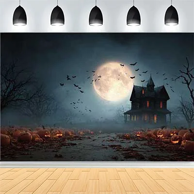 Fonds de photographie pour Halloween : Ombres, citrouilles, fantômes errants et récits effrayants – Toiles de fond pour studio photo BH-53