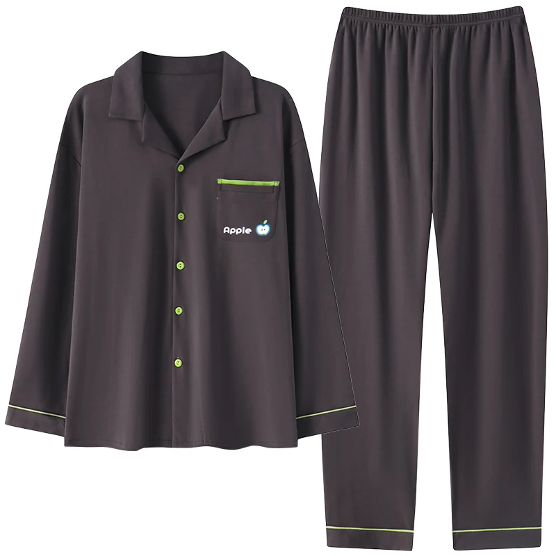 

Spring Pure Color Simple comfort Men's High-quality Pajamas Pure Cotton Home Wear