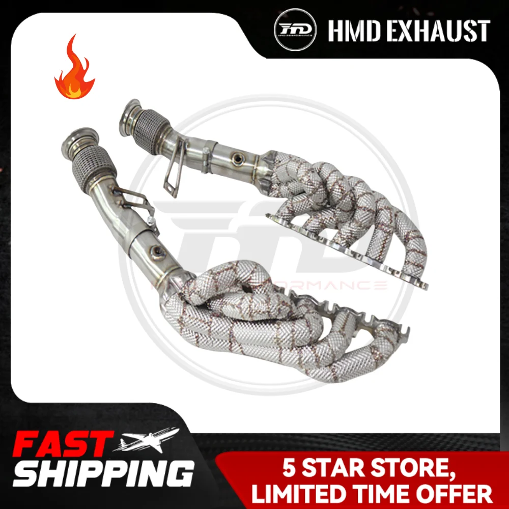 

HMD Exhaust Manifold for Audi R8 V10 5.2L SS304 Material Unleash Horsepower Header Free upgrade of heat shield