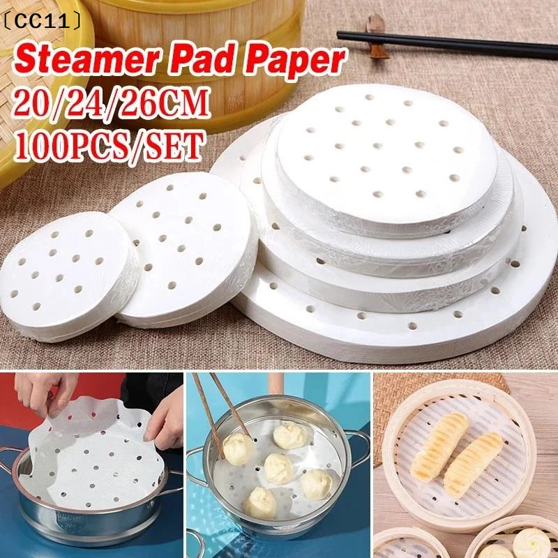 100pcs Steamer Pad Paper Air Fryer Baking Paper Non Stick Silicone Oil Steamer Paper One-Time Use Non-Stick Oil Paper〔CC11〕