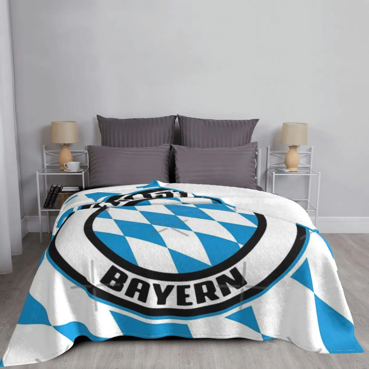 Freistaat Bayern Free State Of Bavaria Flag Emblem Blanket Bedspread On The Bed Bedspread With Picture