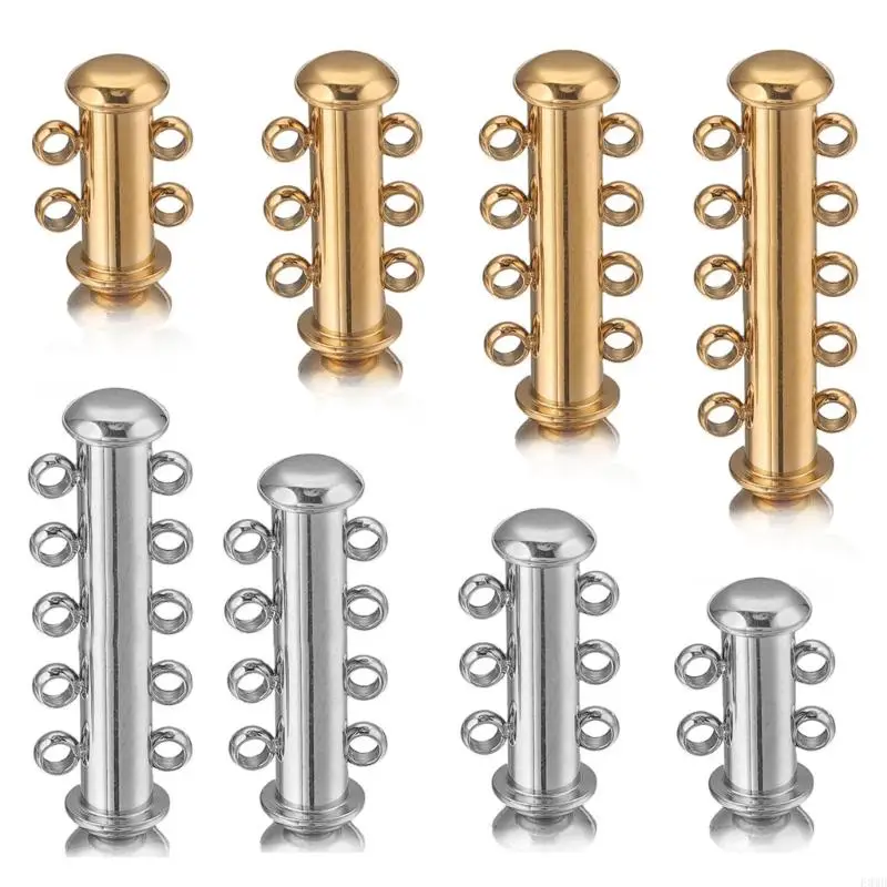 

Slide Lock Clasp 304 Stainless Steel Tube Connector for Layering Necklace or Bracelet Jewelry Making Accessories F3MD