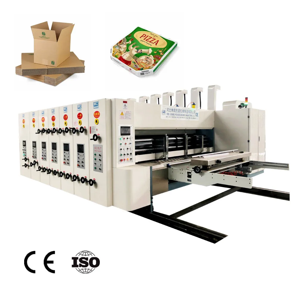 Automatic Pizza box flexo printing slotting machine for corrugated cardboard carton pizza carton making machine