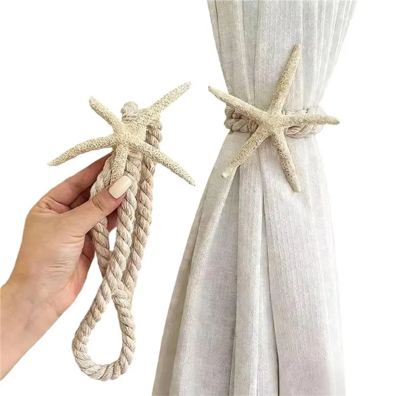 ABZC-2-Pack Coastal Beach Theme Starfish Curtain Tiebacks, For Home Decor