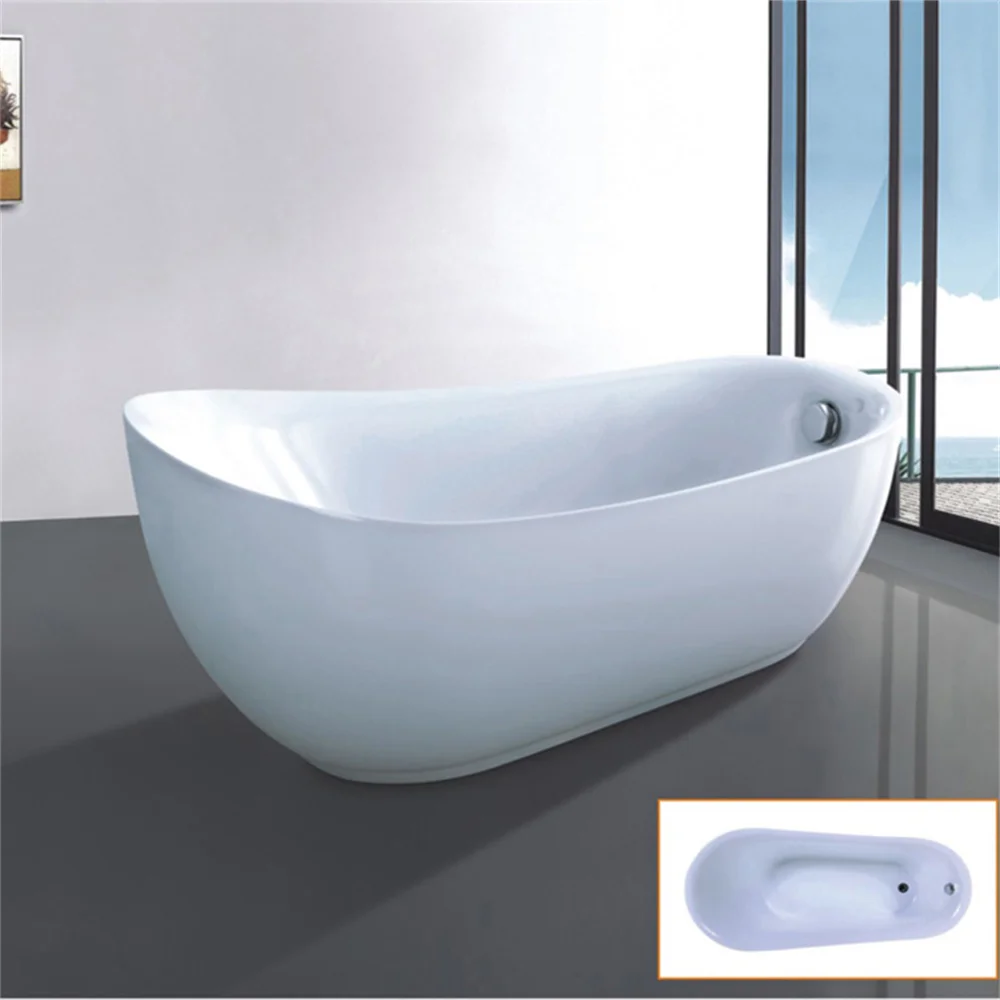 

Direct Factory Modern White Custom Acrylic Freestanding Bathtub Drainer Soaking Portable Hotel Bathroom Overflow Feature
