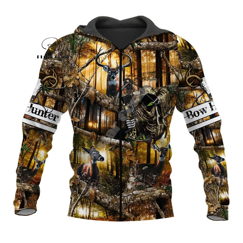 Custom Name Deer Hunting Camo Hunter Graffiti Tattoo Vintage Retro Streetwear 3DPrint Harajuku Pullover Casual Jacket Hoodies A1