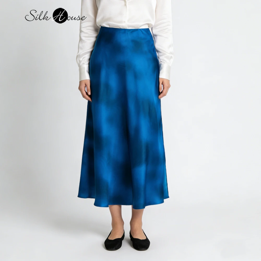 

Женская модная одежда 2026: Юбка-русалка из 100% натурального шелка тутового шелкопряда, однотонная, с градиентной окраской в оттенках глубоководных озер, с асимметричным подолом