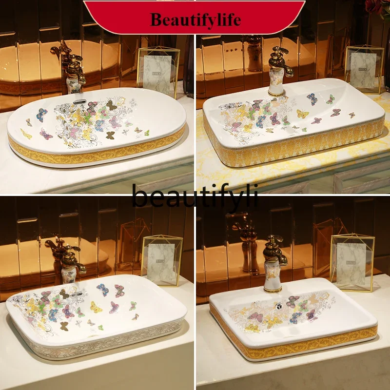 YL  Ceramic semi-embedded Taichung basin Art stage basin