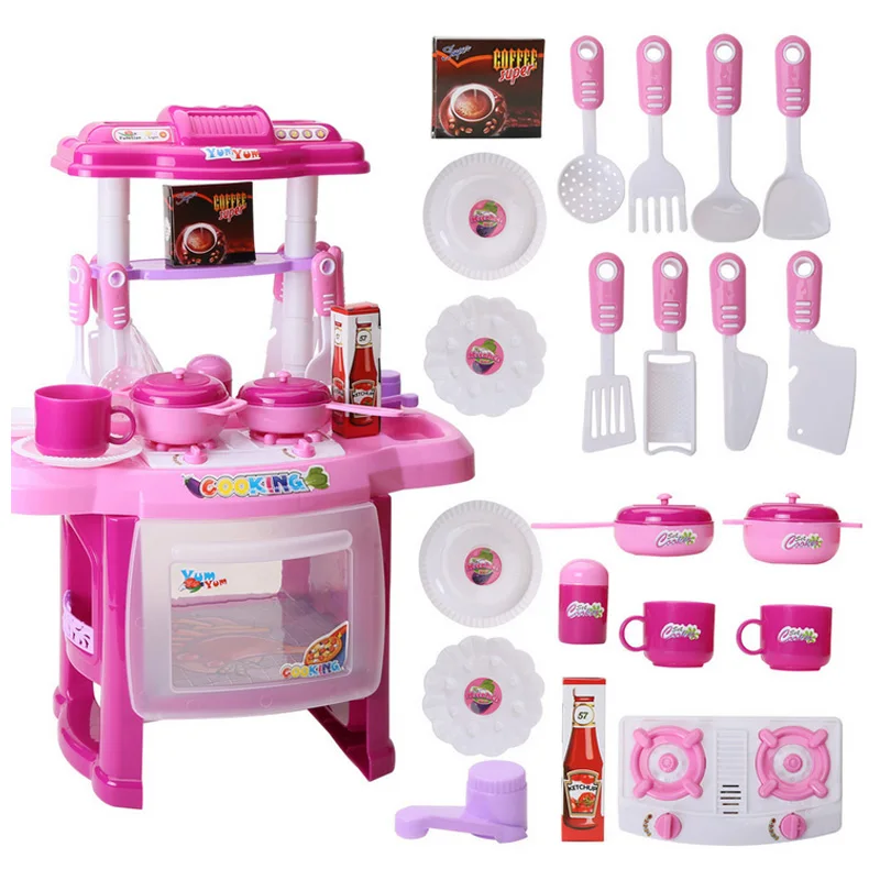 2020 New Kids Kitchen Set Children Kitchen Toys LargeSimulation Model Colourful Play Educational Toy for Girl Baby