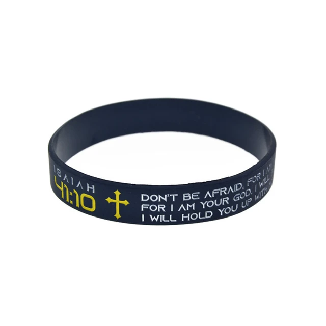 1 PC Isaiah 41 10 Do Not Be Afraid Jesus Silicone Rubber Bracelet Black Wristbands Religious Faith Jewelry AliExpress