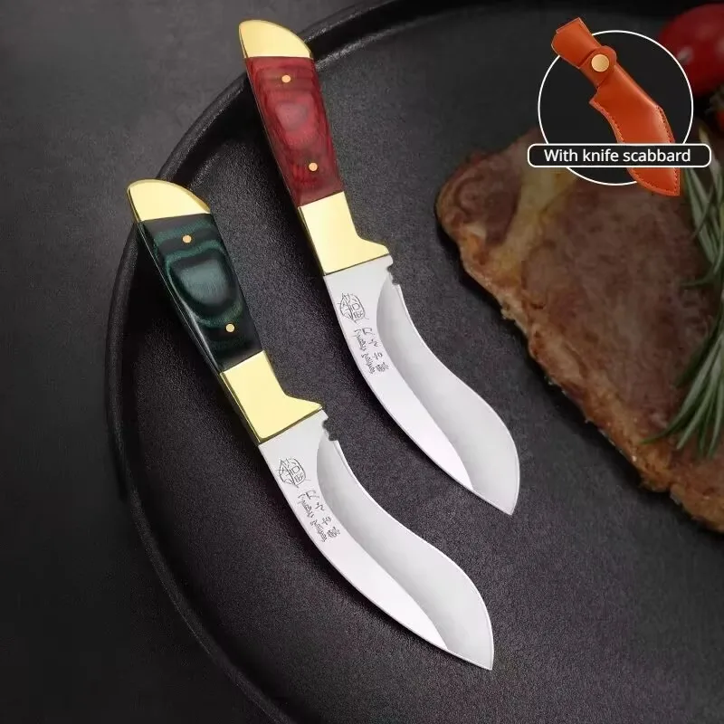 Outdoor knife handlebar meat-knife dinner-knife portable fruit-knife barbecue knife sharp high-hardness small machete